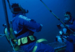 Queensland Museum Divers slowly ascending from an excavation session