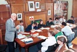 Professor A.A.M. Duncan holding a seminar on Scottish history