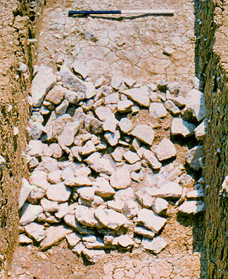 Inner ditch, area 2, with filling of stones.