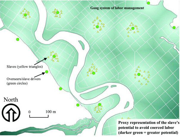 Map showing gang labour management 