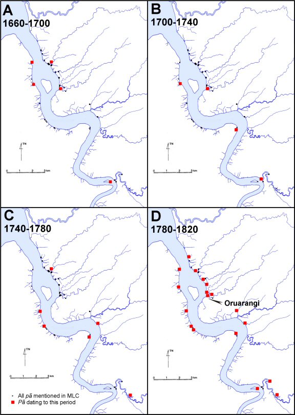 Series of maps though time showing location of fotifications