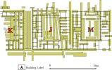 Sample of GIS view of short trenches in Buildings K, J and M