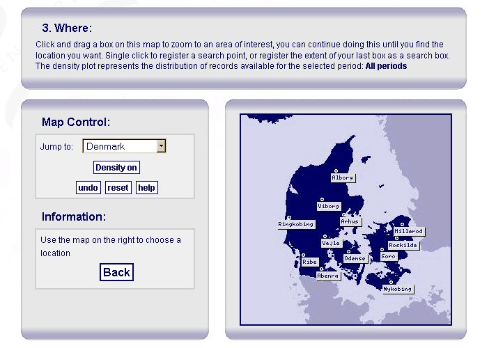 The ARENA Where search: looking at Denmark