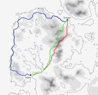 Map of Orkney showing cost paths