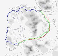 Map of Orkney showing cost paths