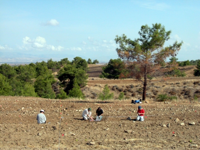 Figure 28: Kato Koutraphas Mandroudhes (TP239) from the south, with gridding in process. Photograph: Michael Given.