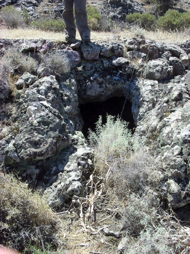 Figure 52: Mining adit (TP153) near the summit of Alestos, probably Roman in date. Photograph: Angus Graham.