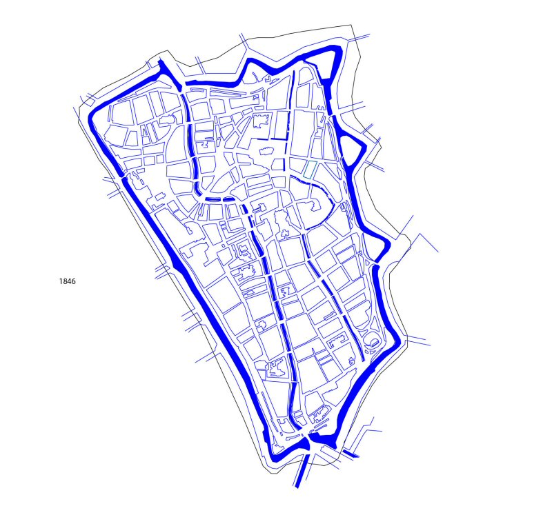 Figure 2: Plan of Utrecht in 1846, based on the map of Van der Monde.