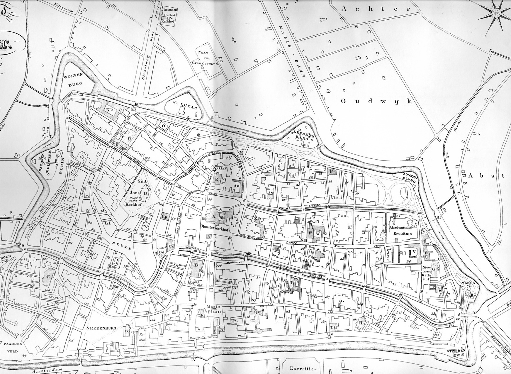 Figure 1: The map of van der Monde (1846), which stood at the basis of the map-regression of Utrecht.