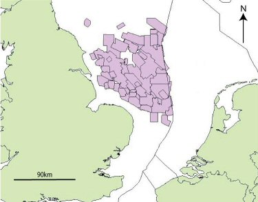 Figure 1: Location of the >22,000km2 of English 3D Seismic Surveys within the Southern North Sea (data courtesy of www.ukdeal.co.uk and CDA Ltd.)