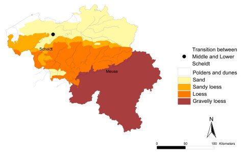 Figure 1. Palaeoecological zones of the Scheldt basin