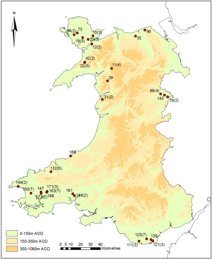 Distribution of settlements dated 600 BC - AD 200