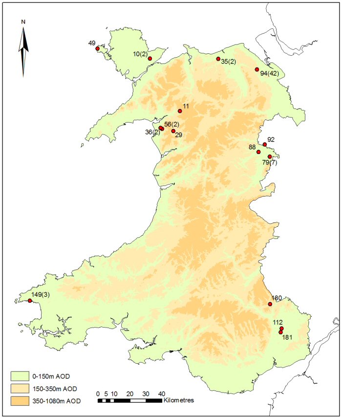 Distribution of settlements dated 1000-600 BC