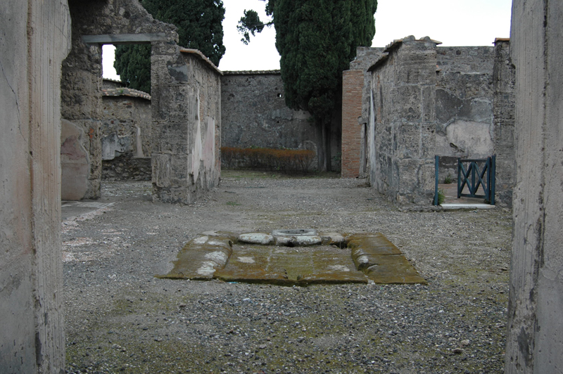 Looking east through the door of the house into the atrium with its impluvium