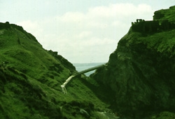 Modern passageway to "Tintagel Island." 