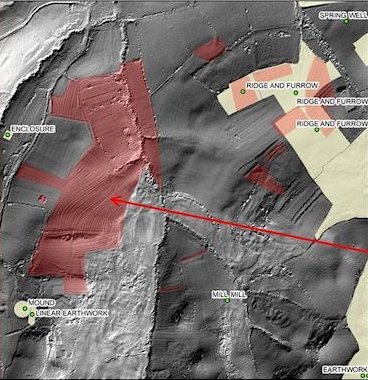 Area of previously unrecorded ridge and furrow.