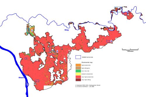 A map showing levels of soil erosion in the project area