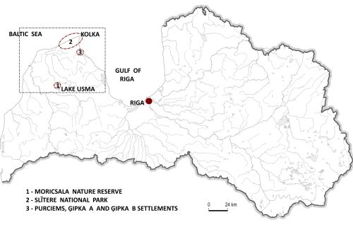 Schematic map of the North-Western part of Latvia (Kurzeme).