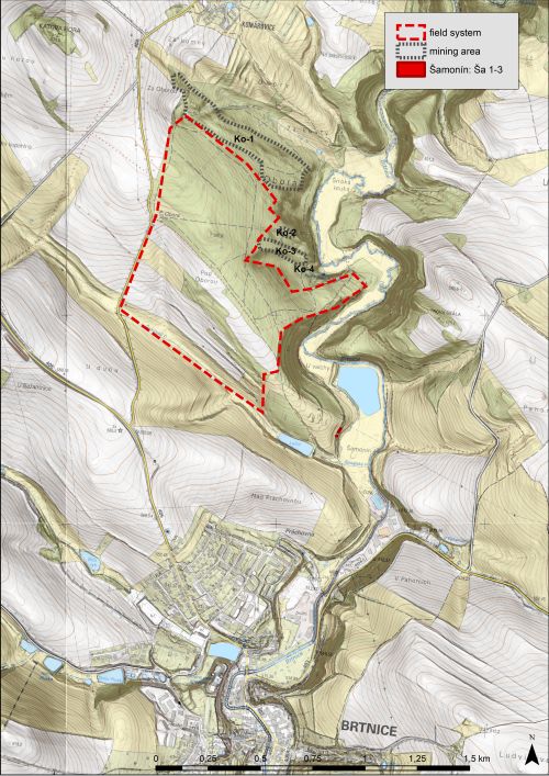 A map showing traces of ore mining in Forest Obara