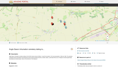 screenshot of the record for Kilham Anglo-Saxon cemetery