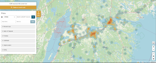 A screengrab of a heat map on the ARIADNE portal