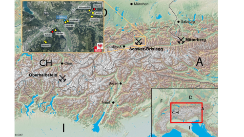 A map of the Schwaz-Brixlegg area in western Austria