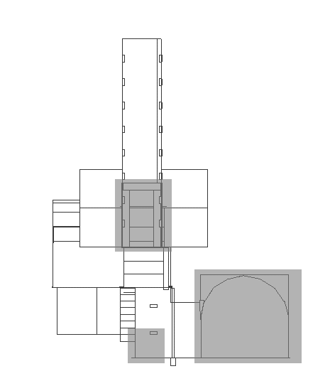 View of the side of the barrel-vaulted inner chamber; room C