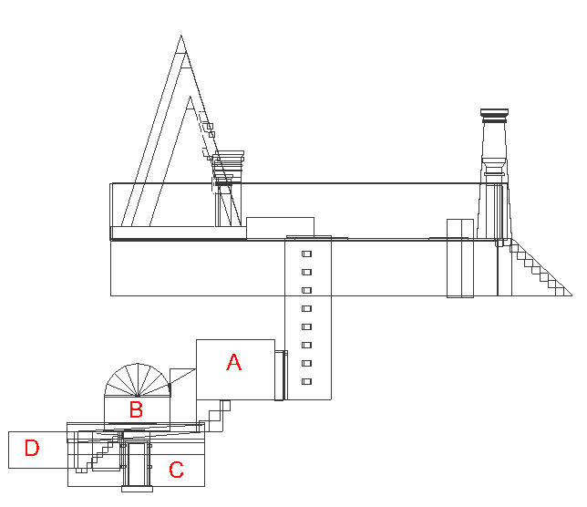 The wireframe model viewed from the left