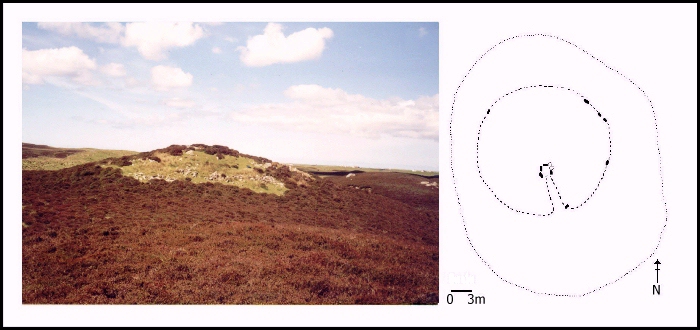 photo and drawn plan of cairn