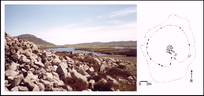 photo and drawn plan of cairn