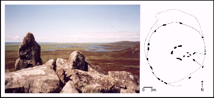 photo and drawn plan of cairn