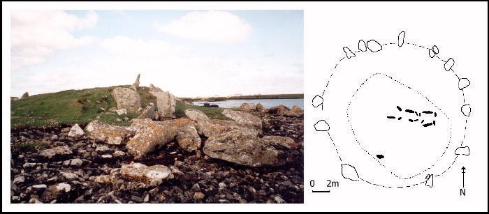 photo and drawn plan of cairn