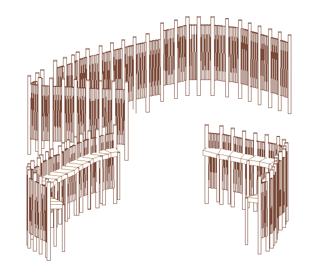 Timber palisades (with hidden line removal