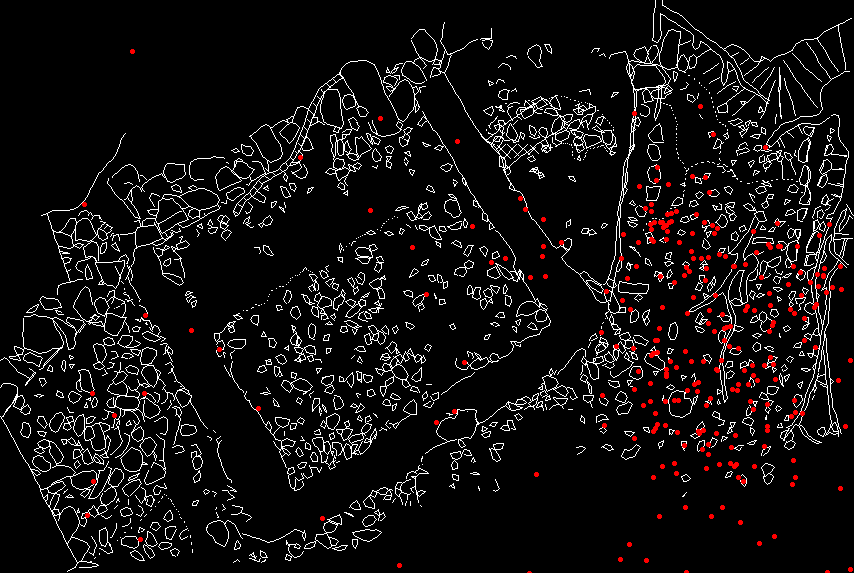 CAD plot of nails in area of tower