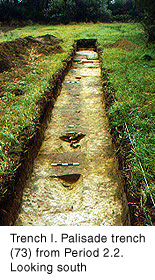 Trench I: Palisade trench (73) from Period 2.2 Looking south.