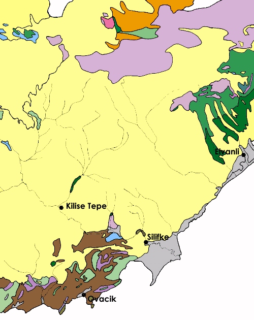 Map 1 - geology. Click for map key