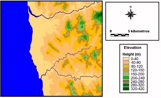 Topography of the study area